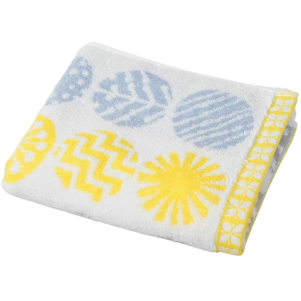 UCHINO Hygge Cotton Face Towel 34x80cm Yellow Jacquard Scandinavian Pattern Soft Absorbent Daily Towel 7202F349 Y