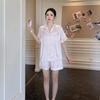 Short-sleeved shorts, summer loungewear set, simulated silk, cool pajamas can be worn outside, simple large-size ice silk pajamas