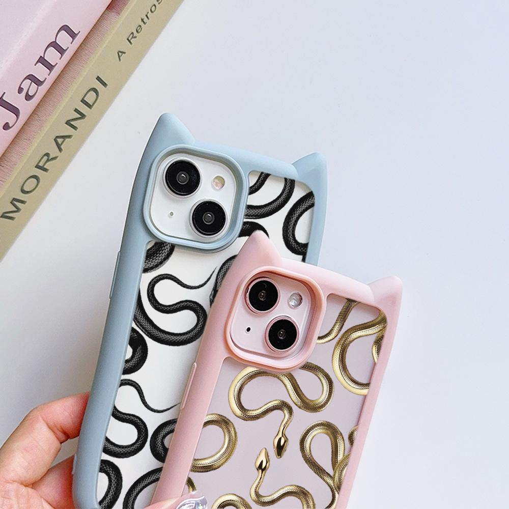 Мягкие чехлы для телефонов с кошачьими ушками для iPhone 16 15 13 12 11 Pro Max 14 Plus — фото 3