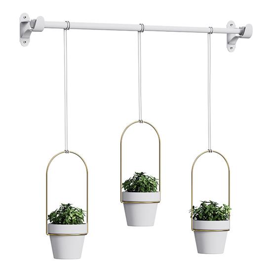 1 Set Hanging Plant Pot Wall Plant Hanger Includes Adjustable Metal Rod 3 Planters And Nylon Ropes Flower Pot Hanger
