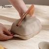 Minimalist Kitchen Decor Ceramic Butter Dish with Lid And Wooden Knife, Countertop Stoneware Container Tray, Keeper for Fridge Storage & Table Serving