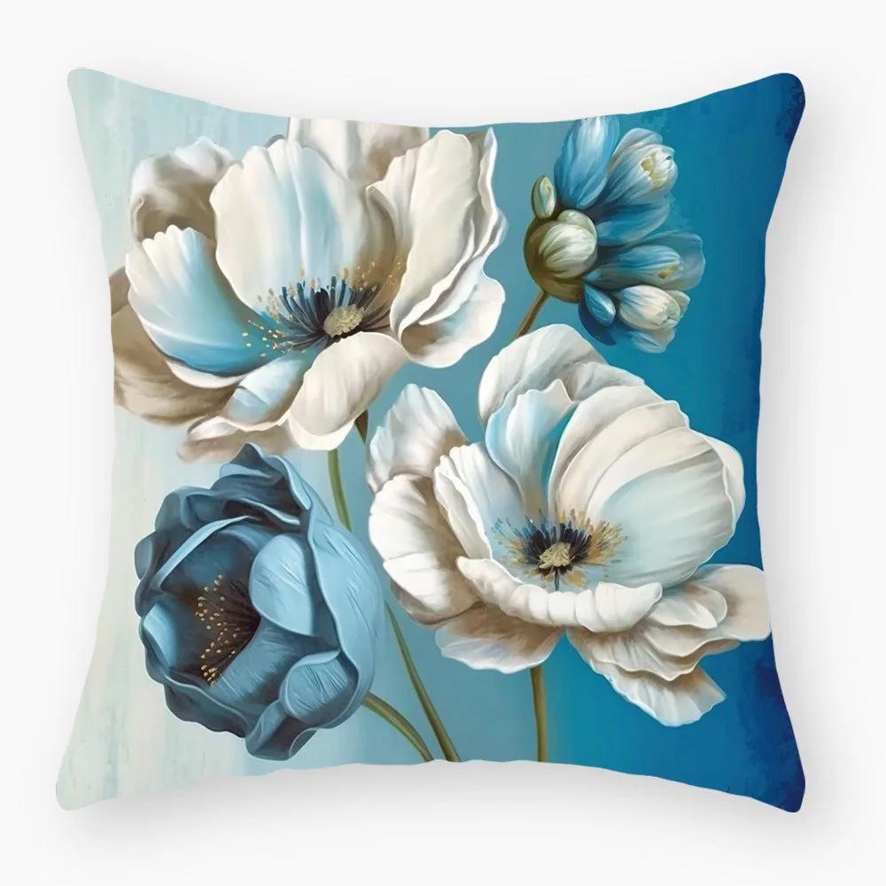 Luxuriöse Heimdeko Kissenbezug Retro Kunst Ölmalerei Stil Blumenmuster Büro Sofa Kissenbezug