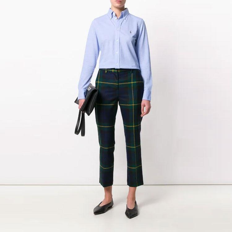 Polo Ralph Lauren Logo Embroidered Slim Fit Long Sleeve Shirt Women Shirts Blue 211664427-001