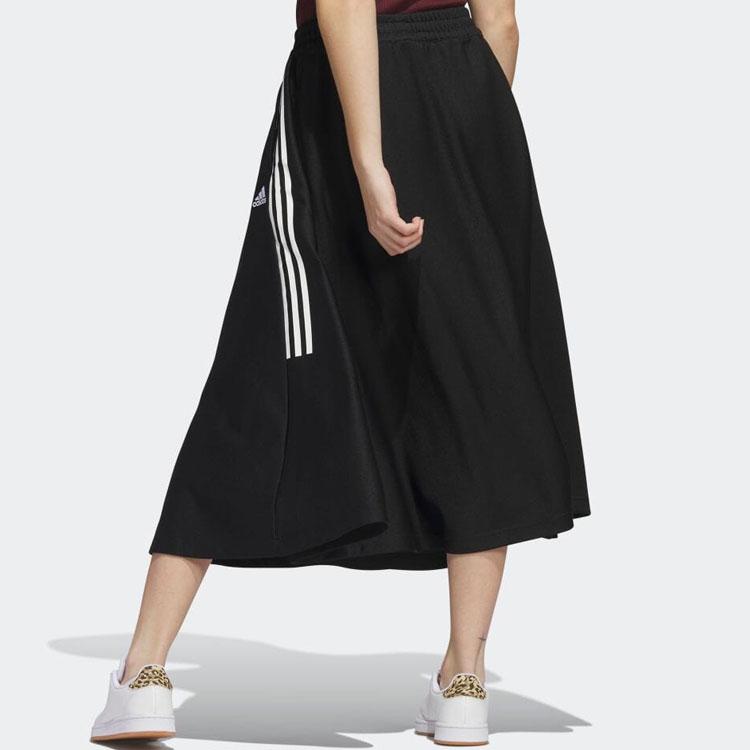 Adidas Saia Midi Listrada Color Block com Logo Cintura Alta Saias Femininas Preto IC6644