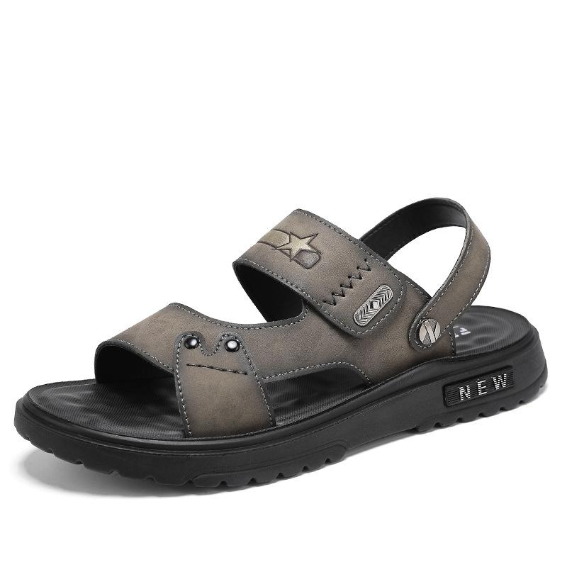 Leather Sandals Summer 2025 New Leisure Travel Wear Wading Beach Shoes Two Wear Cool Slippers Men's Non-slip Drag