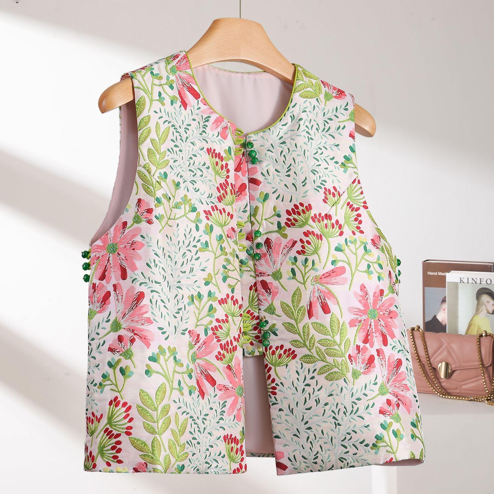 

Жаккардовый жилет женский весна 2025 новый темпераментный жилет жилет мать весна и осень 3XL (recommended 138-75kg) розовый