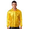 Mens Shiny Sequin Dance Shirt Latin Jazz Performance Wear Turn Down Collar Long Sleeve Patchwork Top