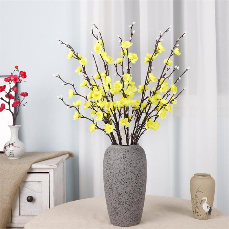 56cm Long 10pcs/lots New Year Ornaments Simulated Flowers Plastic Silk Cloth Preserved Plum Blossom Poles Artificial Wedding Plum Blossom Flowers