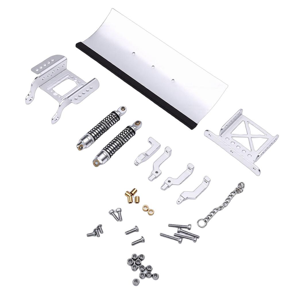 1 18 RC Metal Snow Plow Replacement for TRX4M RC Crawler Car Snow Shovel Alloy Shock Absorption Silver