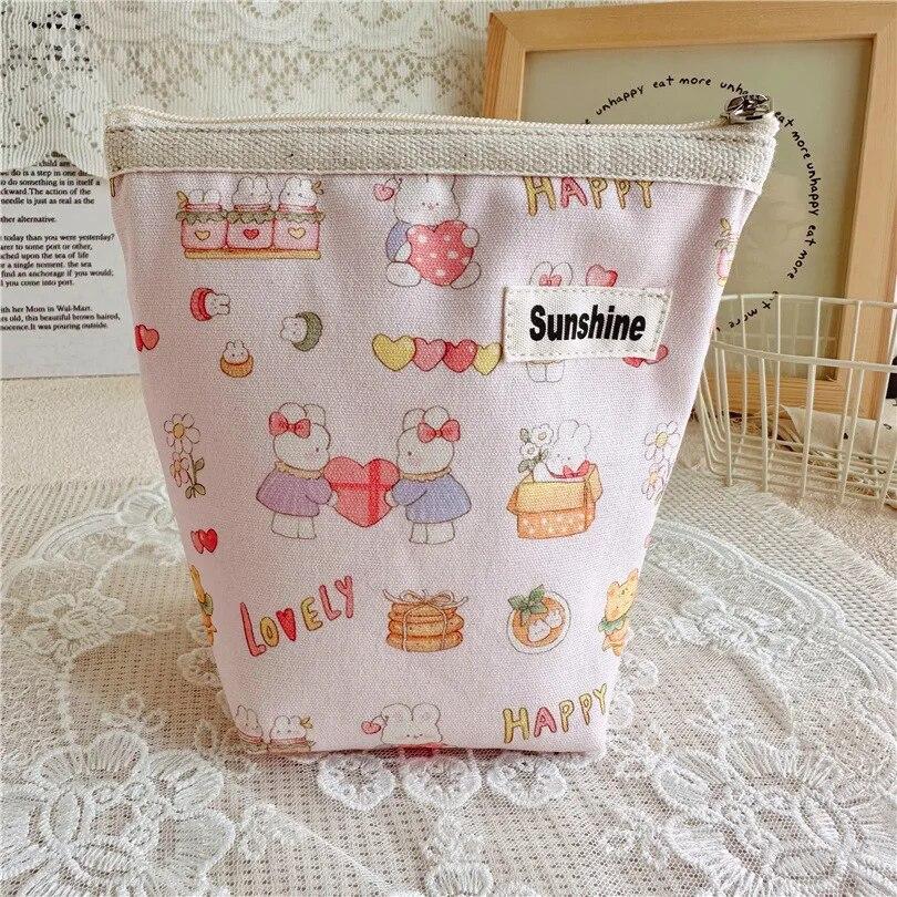 

Свежий сладкий модный клатч-косметичка с милым принтом, косметичка, портативный органайзер для губной помады, портмоне, холст, сумка для хранения 15.5x8.5x15cm