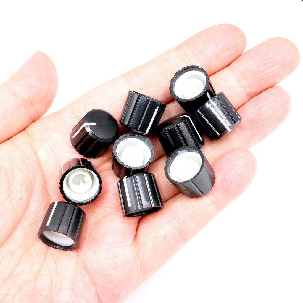 10Pcs 6mm D Type Potentiometer Control Knobs, Plastic Volume Audio Mixer Bass Tone Rotary Knob,for Encoder Electric Guitar Speaker Board DJ