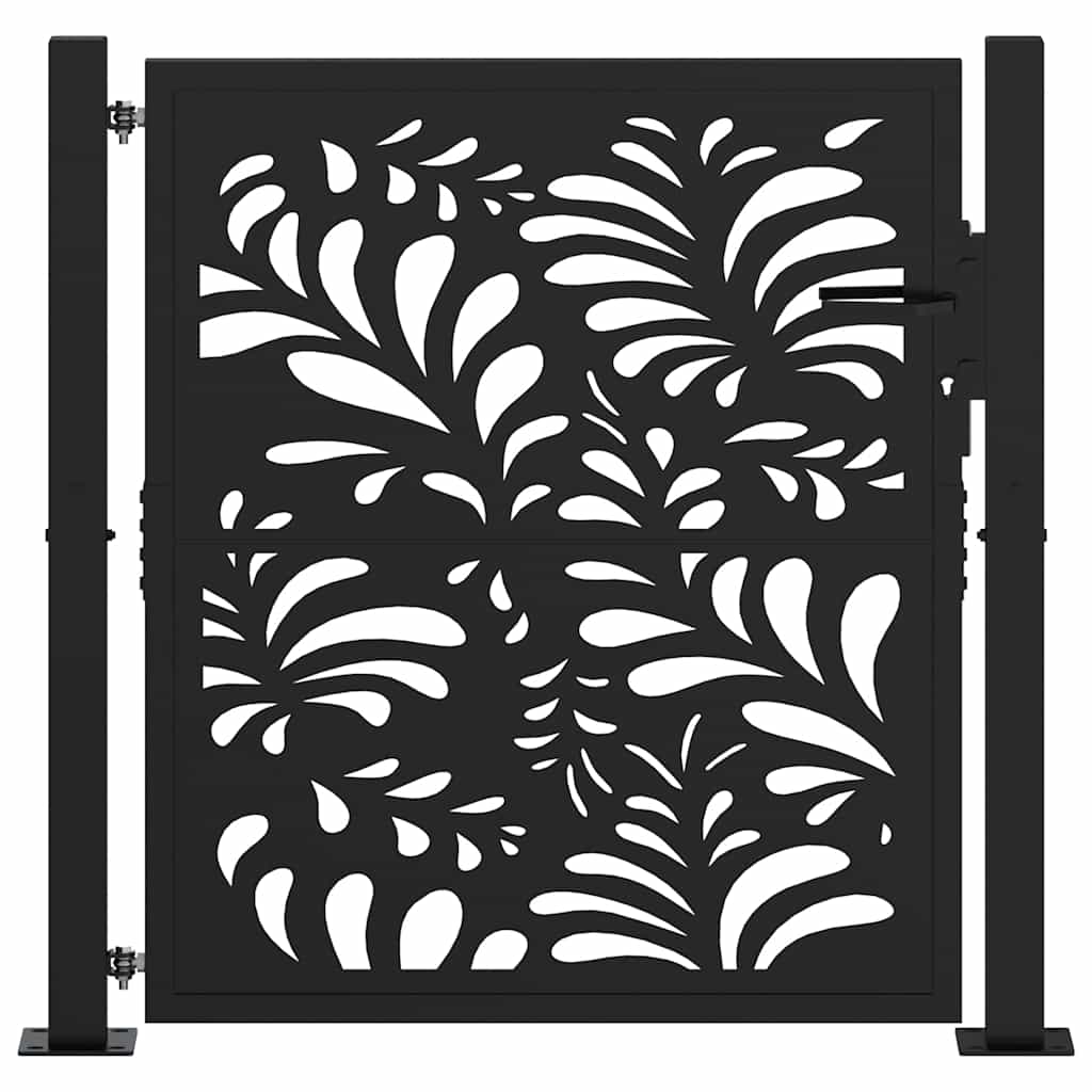 Black Garden Gate 105X106 Cm Steel Wave Pattern