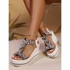 Women's Rhinestone Sandals 2025 Summer New Arrival Outdoor Platform Thick Sole Versatile Wedge Beach Sandals