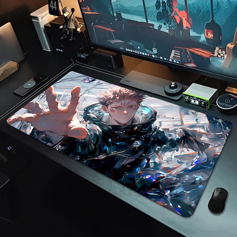 Oversized Mouse Pad Jjujutsu Kaisen Sukuna Yuji Gamer Computer Desk Mat Gaming Keyboard Pad Lockedge Japanese Anime Mousepad