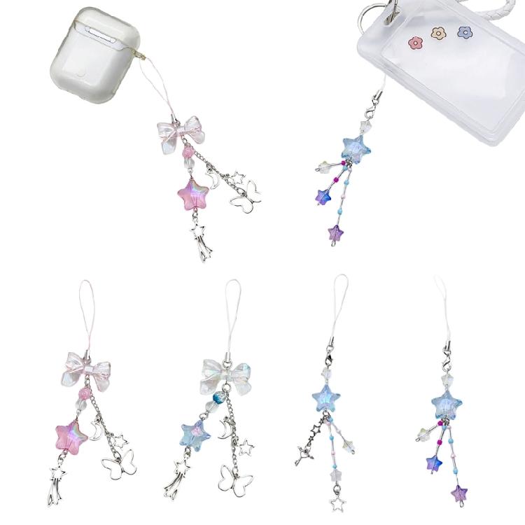 Cute Bowknot Phone Charm Acrylic Star Pendant Keychain Ornament Bag Accessory
