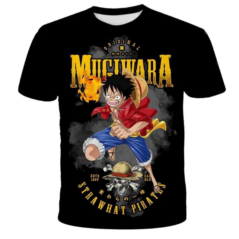 Anime One Piece Luffy Boy T-shirt CosPlay Short Sleeve Mens Cartoon Men's Top Loose Breathable Men's Casual Clothing