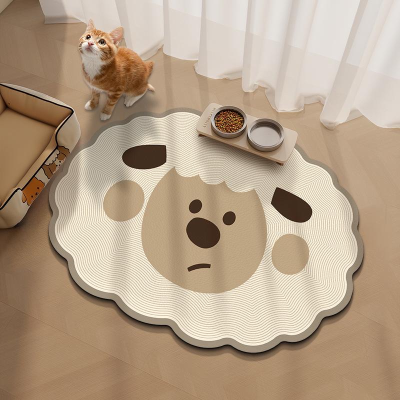 Pet Mat: Water-Absorbent, Leak-Proof Floor Mat for Dogs/Cats, Dirt-Resistant, Anti-Splash, Cartoon Design, Diatomaceous Earth.