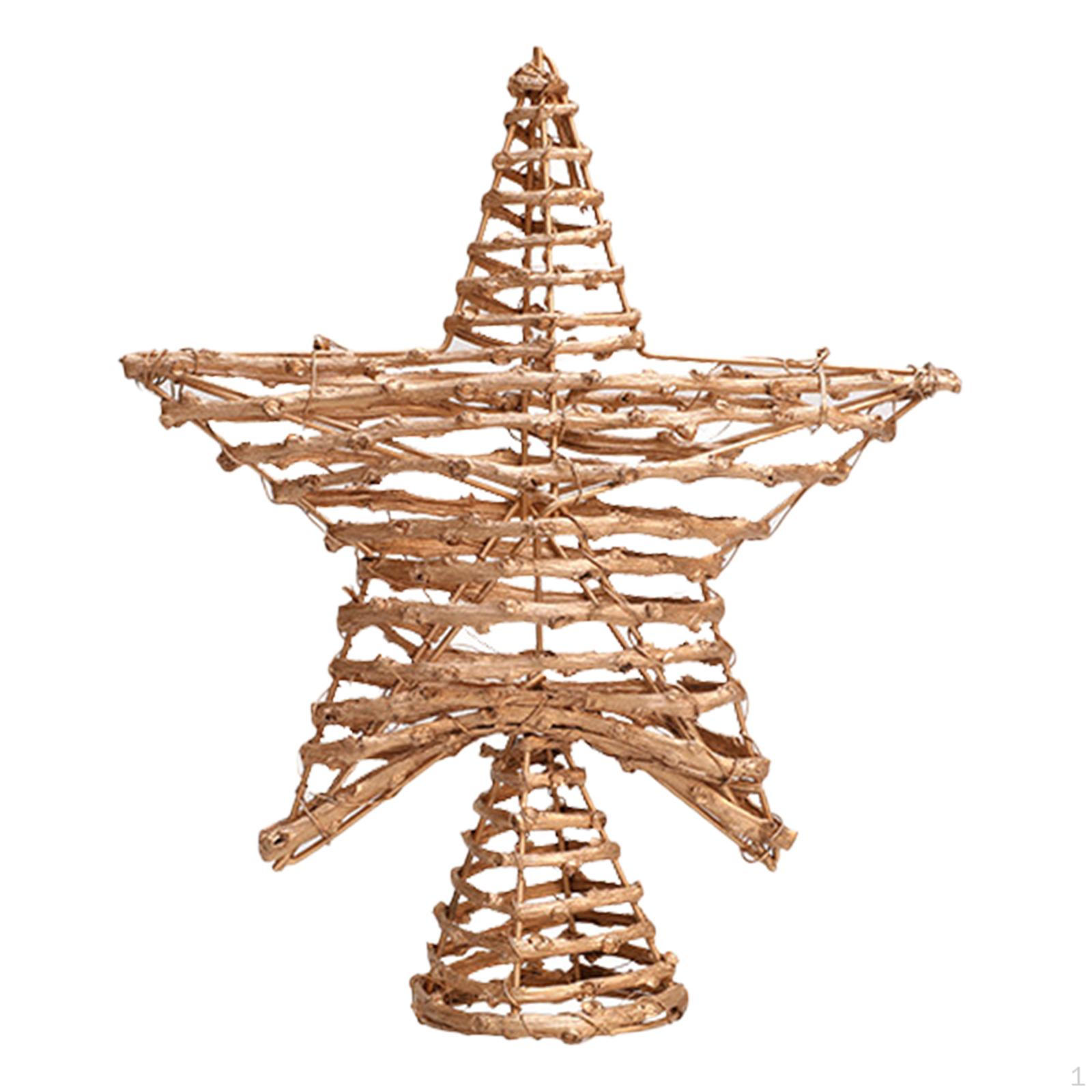 

Різдвяна верхівка ялинки, верхівка різдвяної ялинки, різдвяний орнамент із заліза та ротанга для вечірнього бару, золотистий