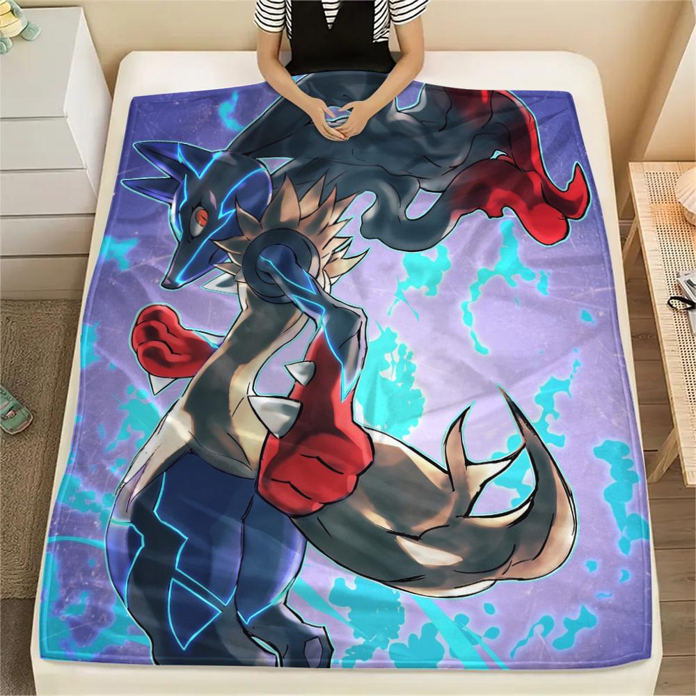 Lucario 2 Print Flannel Blanket, High quality Comfortable for All Seasons, Home Decor, Warmth and Comfort