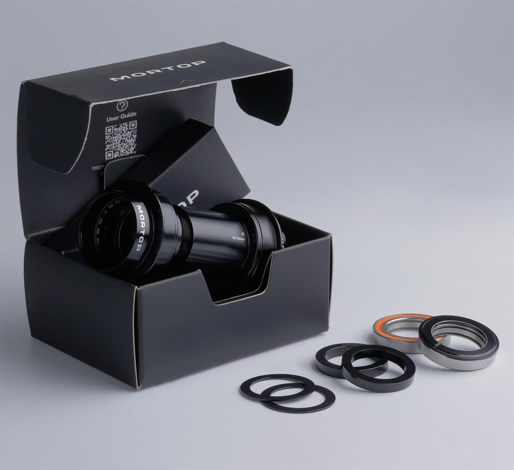 MORTOP Spinning BB PF30 86mm Bottom Bracket with Angular Contact Cartridge 24mm Thread-to-Gather Bearings, Black,