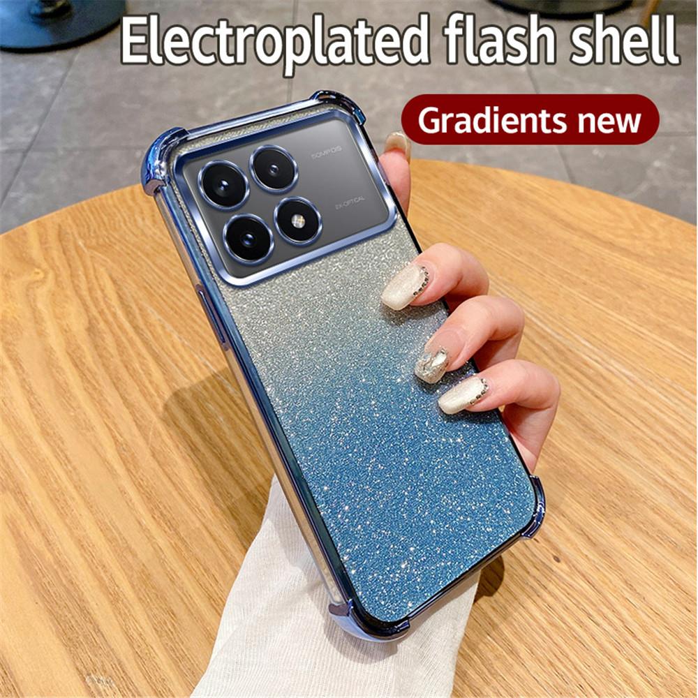 Plating Shockproof Clear Phone Case For Xiaomi Mi Poco M6 Pro 4G X5 X3 X6 Pro X3 NFC C65 13T 12T Pro Soft Silicone Glitter Cover