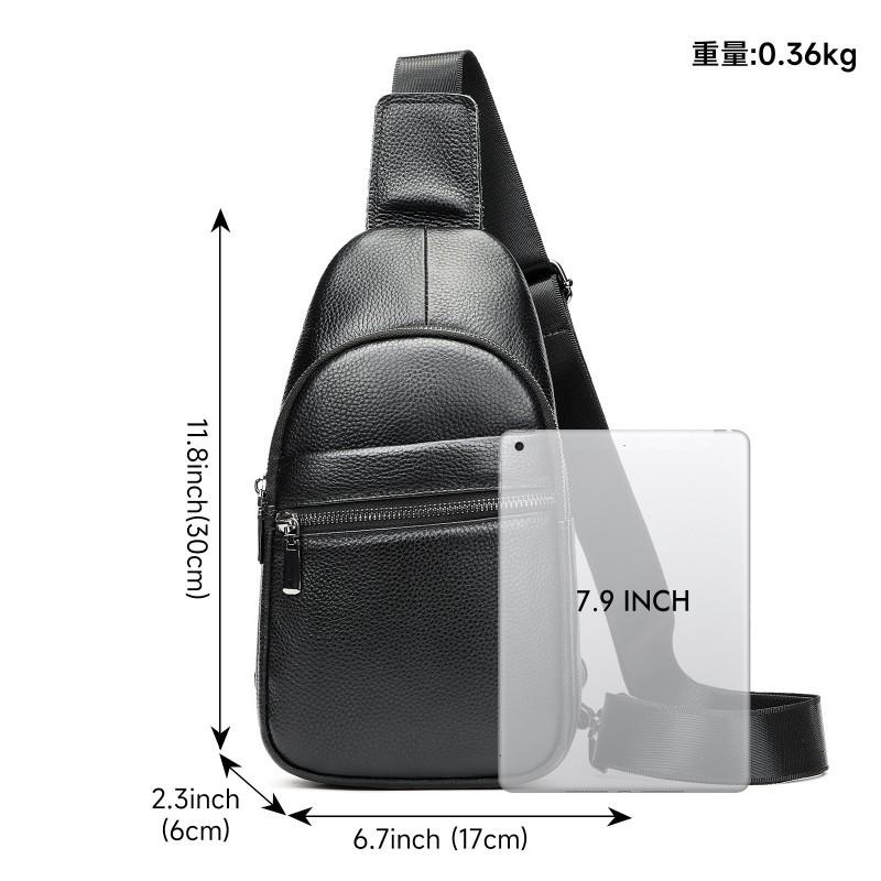 Men's Bag Chest Leather Trendy Shoulder Top Layer Cowhide Crossbody Soft Backpack Casual