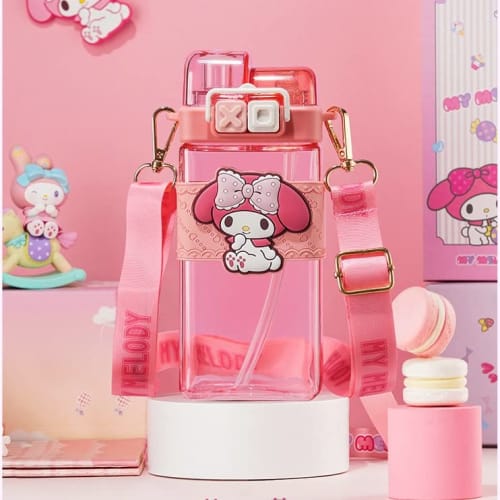 Kuromi, Cinnamoroll, Pochacco, Pompompurin, and My Melody Water Bottles with Straws, Clear Bottles, Leak-Proof, Transparent, Kids' Water Bottles, Mug