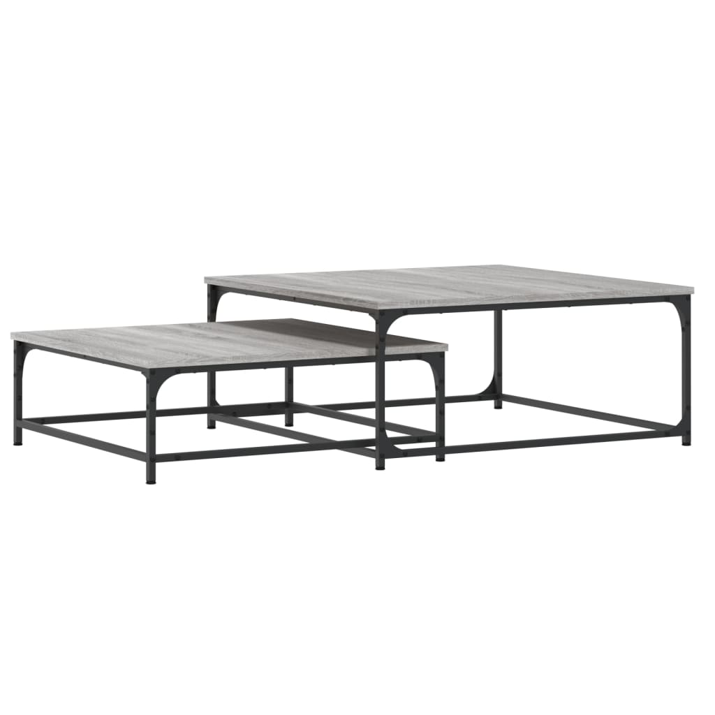  Slotted Tables, 2 Pcs, Grey Sonoma Oak