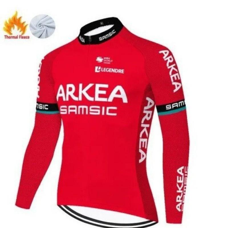 ARKEA Fleece Cycling Jersey Men Women Winter Thermal Long Sleeve Road Mountain Bike Riding Top
