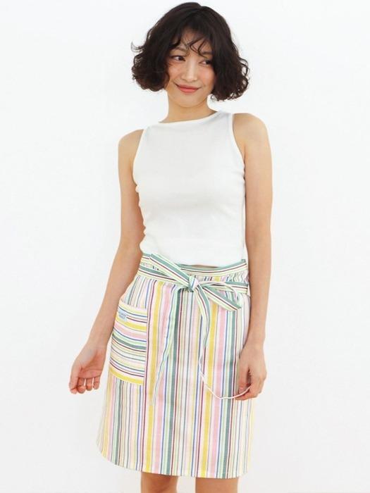 GoGreenObject Pure Cotton Vintage Paris Stripe Half Apron pink stripes