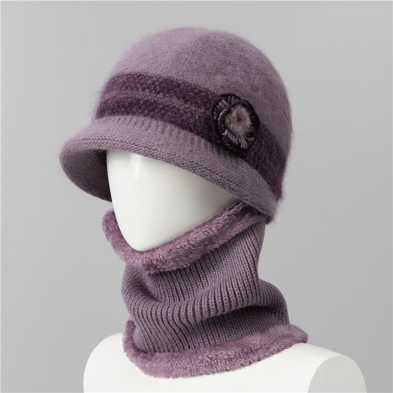 Autumn and winter hats, women's wool hats, winter velvet warm and cold-proof knitted hats