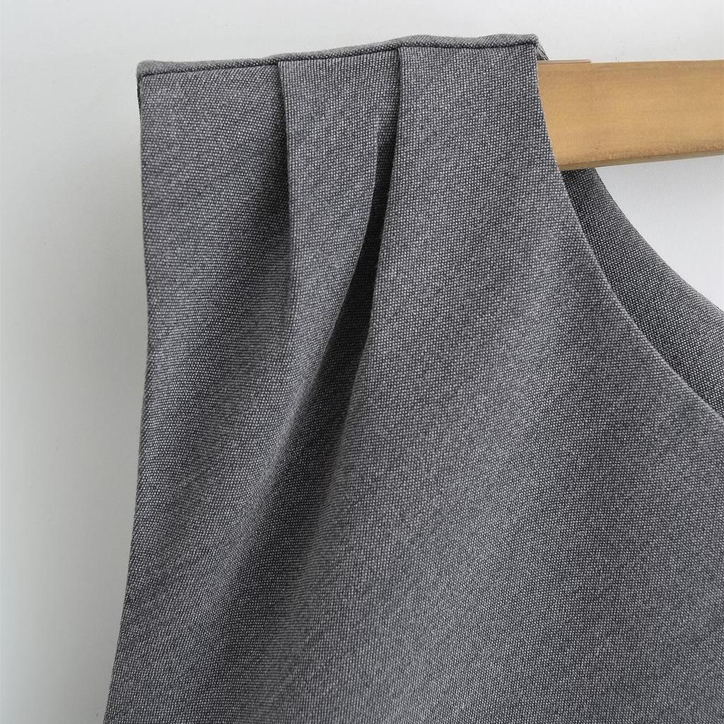 2025 Spring Women's Slim Waist Pleated Midi Dress