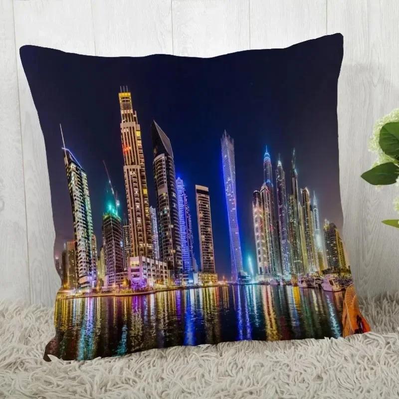 Luxury Home Decor Pillow Cover Living Room Sofa Cushion Cover City Night Scene Light Pattern Cushion Cover