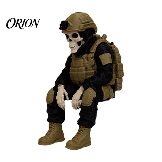 Industrial Style Sculpture 3D Printed Firefighter Skeleton Shelf Sitter, Gothic Fireman Soldier Robed Unique Resin Craft Figurine, Collectible