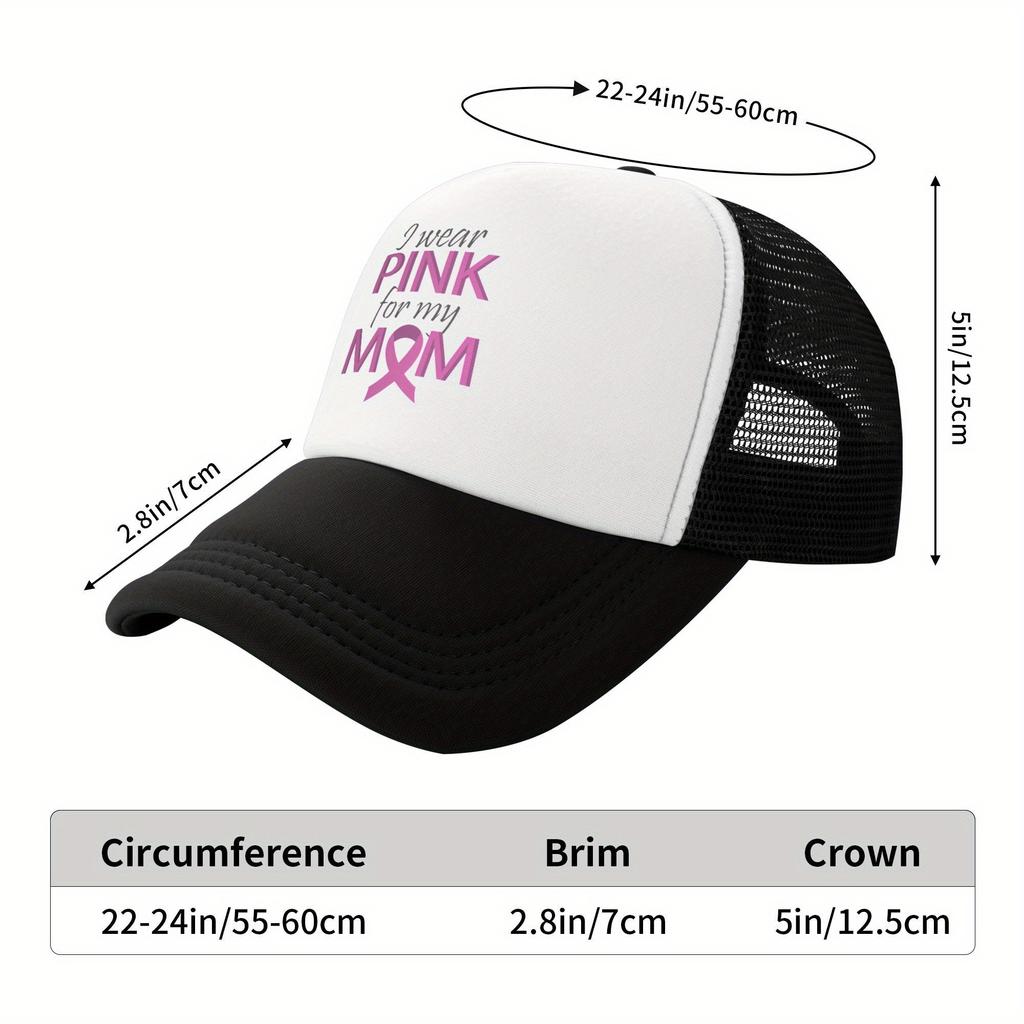I Wear Pink For My Mom Breast Cancer Awareness Trucker Hat Adjustable Cap Casual Cap Casual Cap