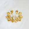 Stainless Steel Gold Color Symmetry Metal Pearl Stud Earrings for Women 18K Gold Plated Trendy Ear Buckle Daily Jewelry Gifts