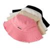 Japonský bavlněný klobouk typu bucket hat s raw hranou, jednobarevný, dámský barevný sluneční klobouk pro cestování a nakupování, sluneční clona, Panama klobouk