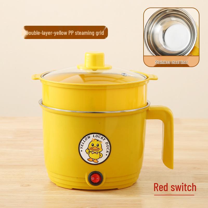 Little Yellow Duck Multi-Purpose Mini Electric Cooker: Non-Stick, Compact for Dorms and Homes, Perfect for Rice, Noodles, and More.