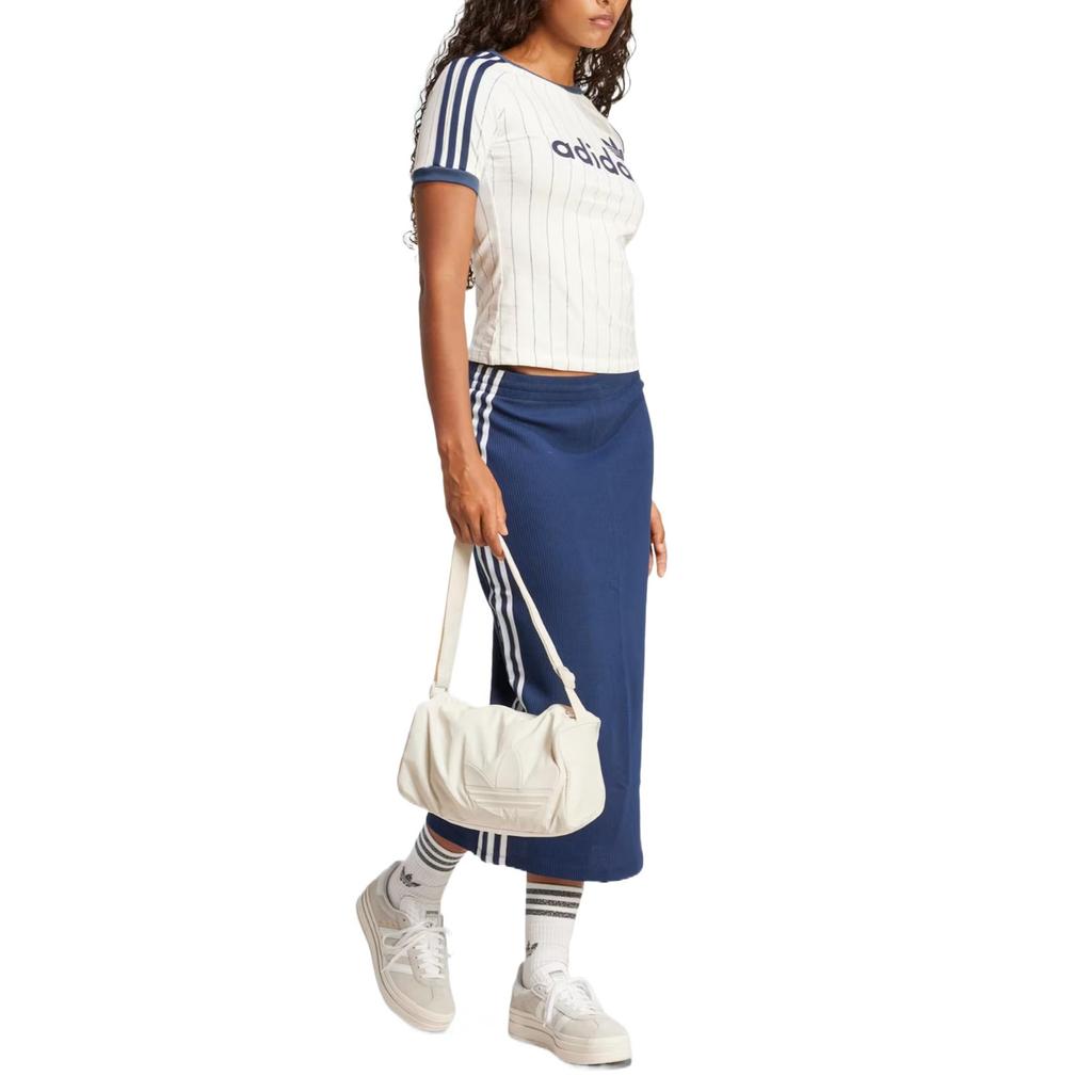 adidas T-shirt Cali Grafica Lineare da Donna Bianco Sporco/Indaco Notte Abbigliamento Streetwear da Donna JC7705