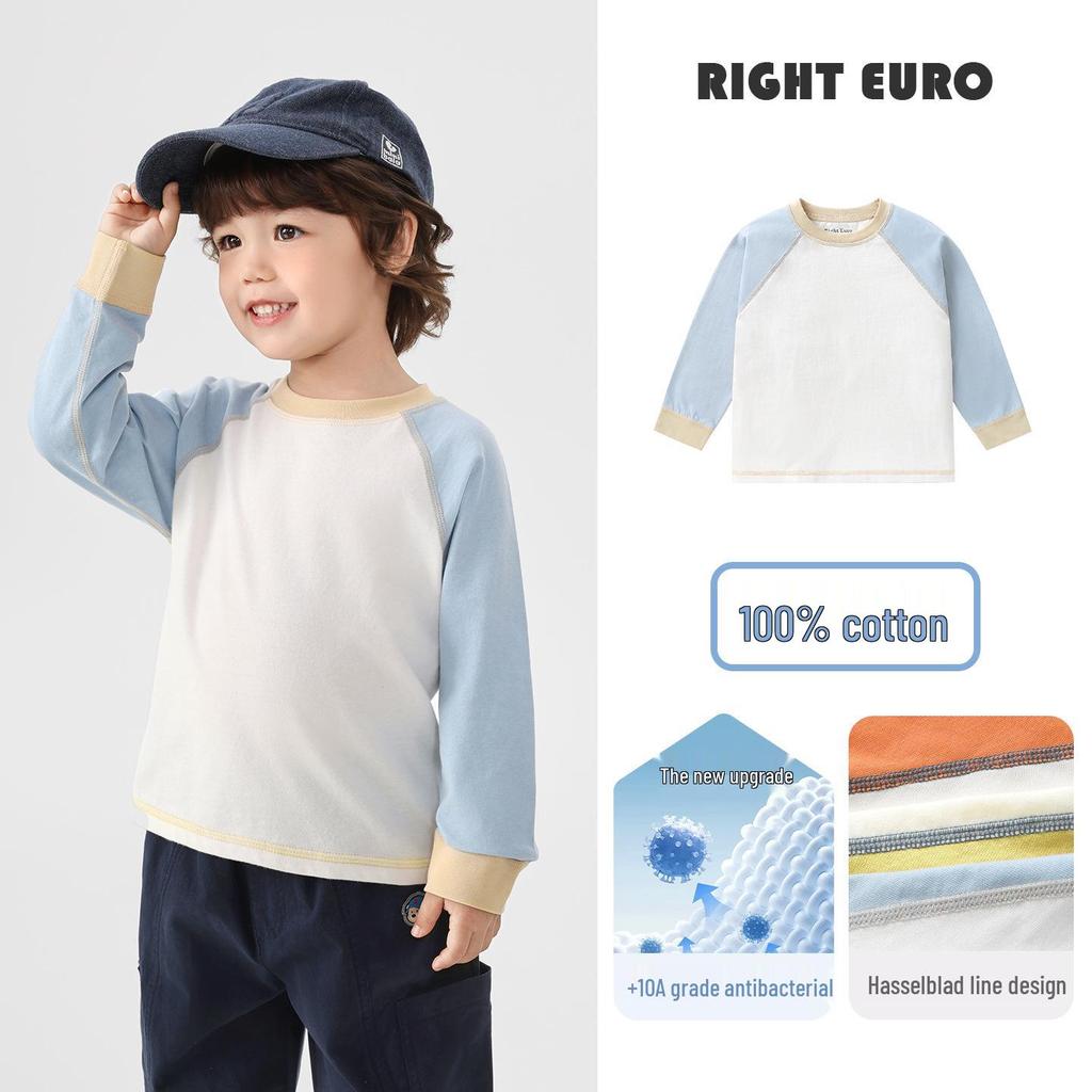 2026 Trendy Boys' Pure Cotton Long-Sleeve T-Shirt for Spring and Fall
