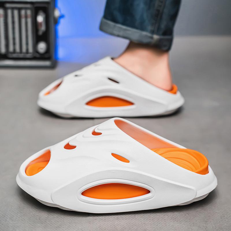 Fish Mouth Slippers Men's and Women's 2025 New Home Thick Bottom Non-slip Stepping On Shit Feeling Beach Cool Slippers Slippers