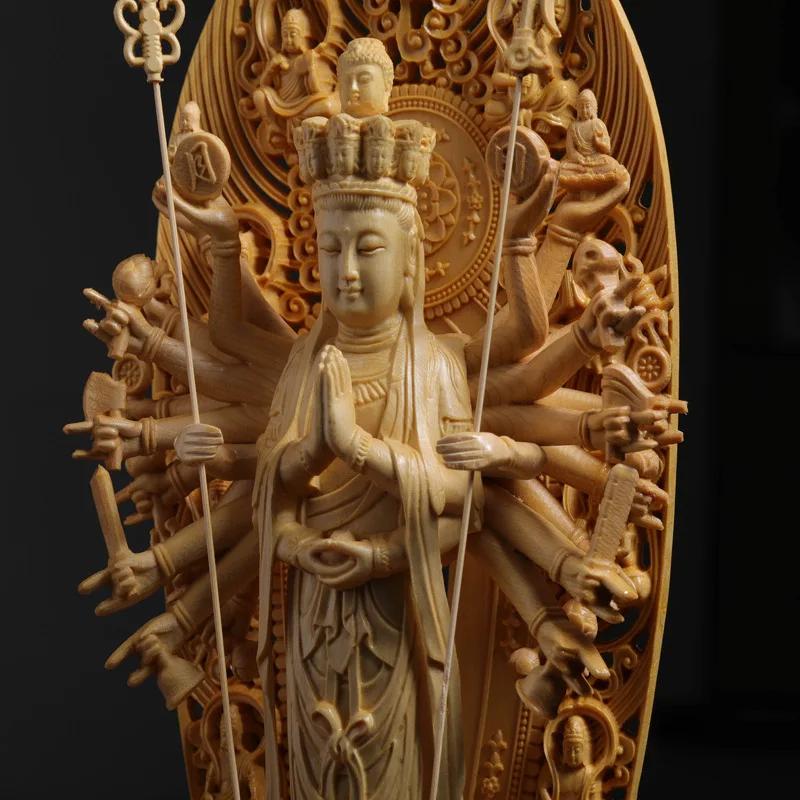 1000 Hand Guan Yin Statue,wooden Buddha Statue Wood Carving Large Buddha Statue Buddha Light Flower Base Lotus Base Safe Package
