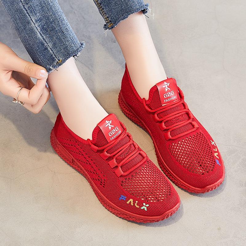 Schuhe Damen Sommer neu atmungsaktive Mesh-Sneaker Fly-Woven Einzelschuhe Damenschuhe weichsohlige Stoffschuhe Damen