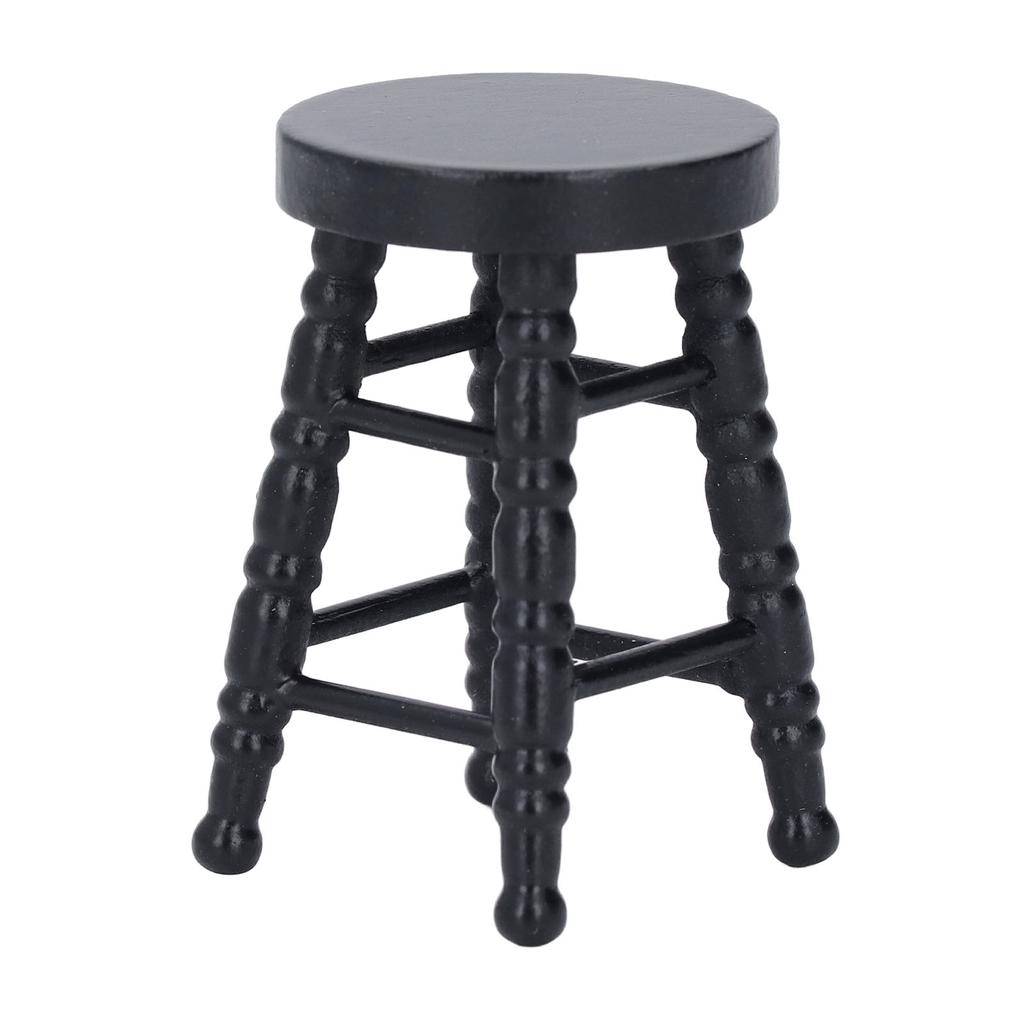 1:12 Scale Dollhouse Stool Chair Wooden Handcrafted Scene Ornament Model Miniature Round Stool