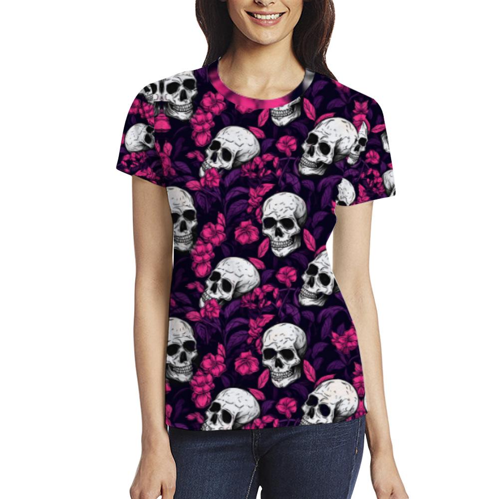

Creative Skull Funny and Fun Couple Short Sleeved Women s 3D Printed New T-shirt S