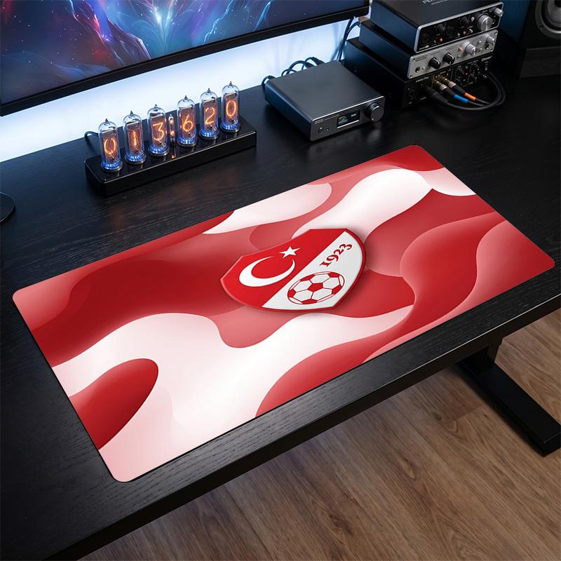Turkey Football Crest Mouse Pad, Extended Non Slip Rubber Desk Mat for Gaming Office Laptop Fan Gift