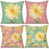 Small Daisy Flower Pillowcase New Striped Linen Home Fabric Sofa Pillowcase Light Luxury