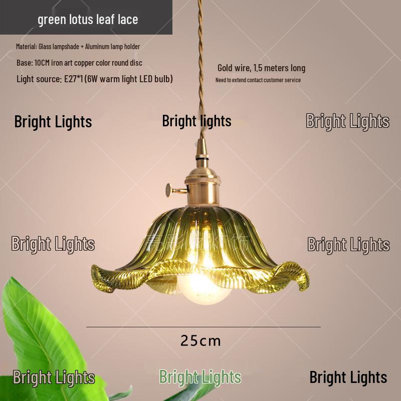 Nordic Minimalist Glass Lotus Leaf Pendant Light for Entryway, Balcony, or Bedside.