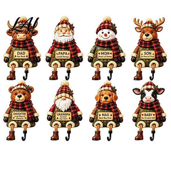 Holiday Decoration Mantel Resin Stocking Holder, Ornament Christmas Sitting Leg Hook, Hanging Figurine Festive