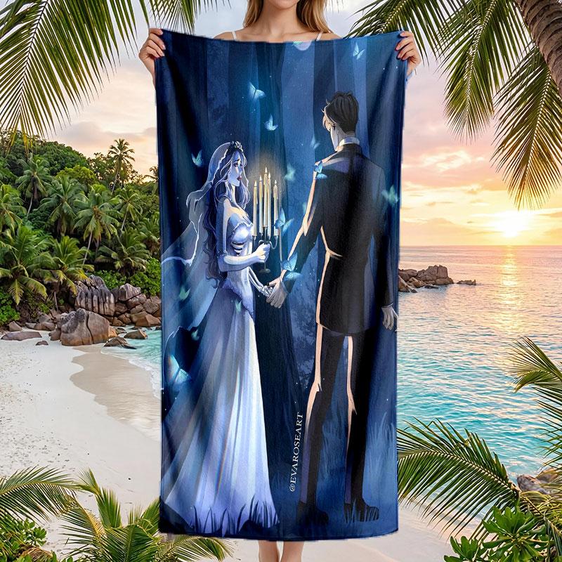Large Beach Towel Quick Dry Absorbent Towel For Beach IndoorCorpse Bride Emily Victor